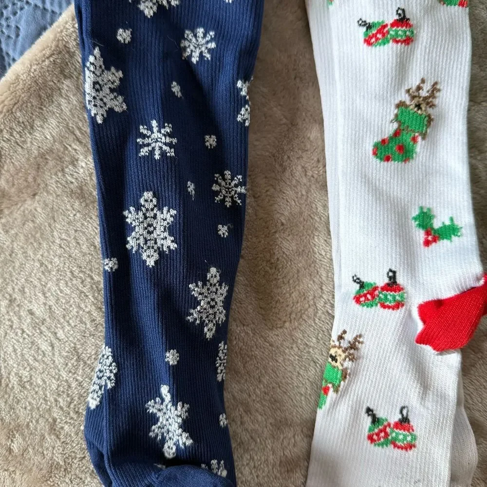 Festive Holiday Compression Socks Set of 4 for Winter/Christmas
